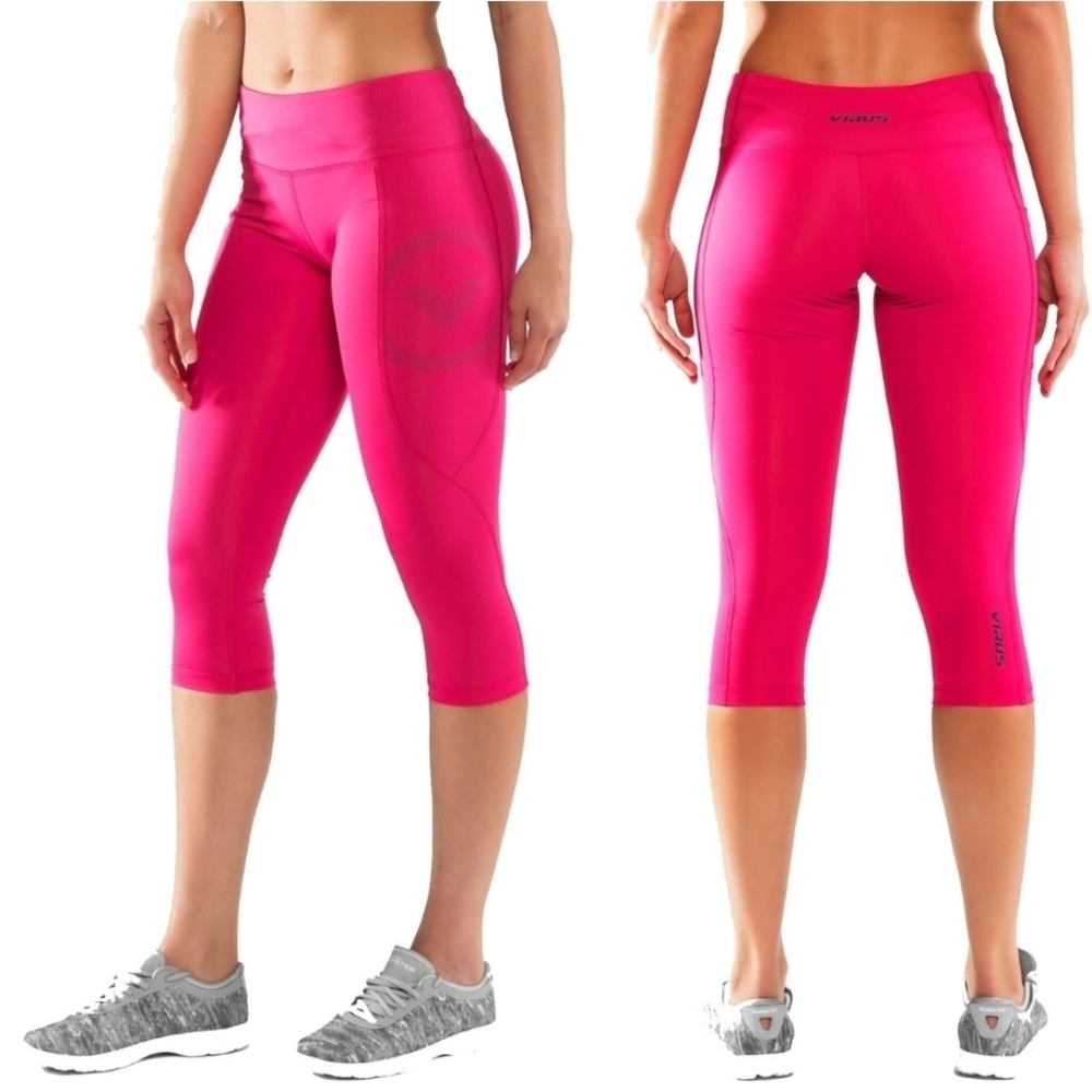 Nwt Virus Women's Stay Cool Compression Crop Pants RASPBERRY